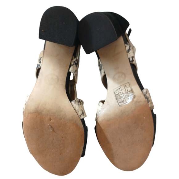 Michael Kors Anya Block Heel Caged Snakeskin Leather Heels, Size: 8 M - Picture 8 of 10